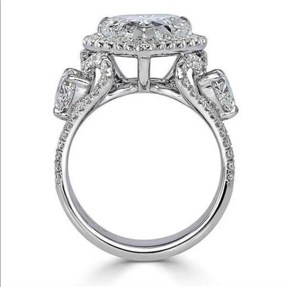 New 925 Silver Fashion Romantic Heart Diamond Ring - Picture 4 of 5